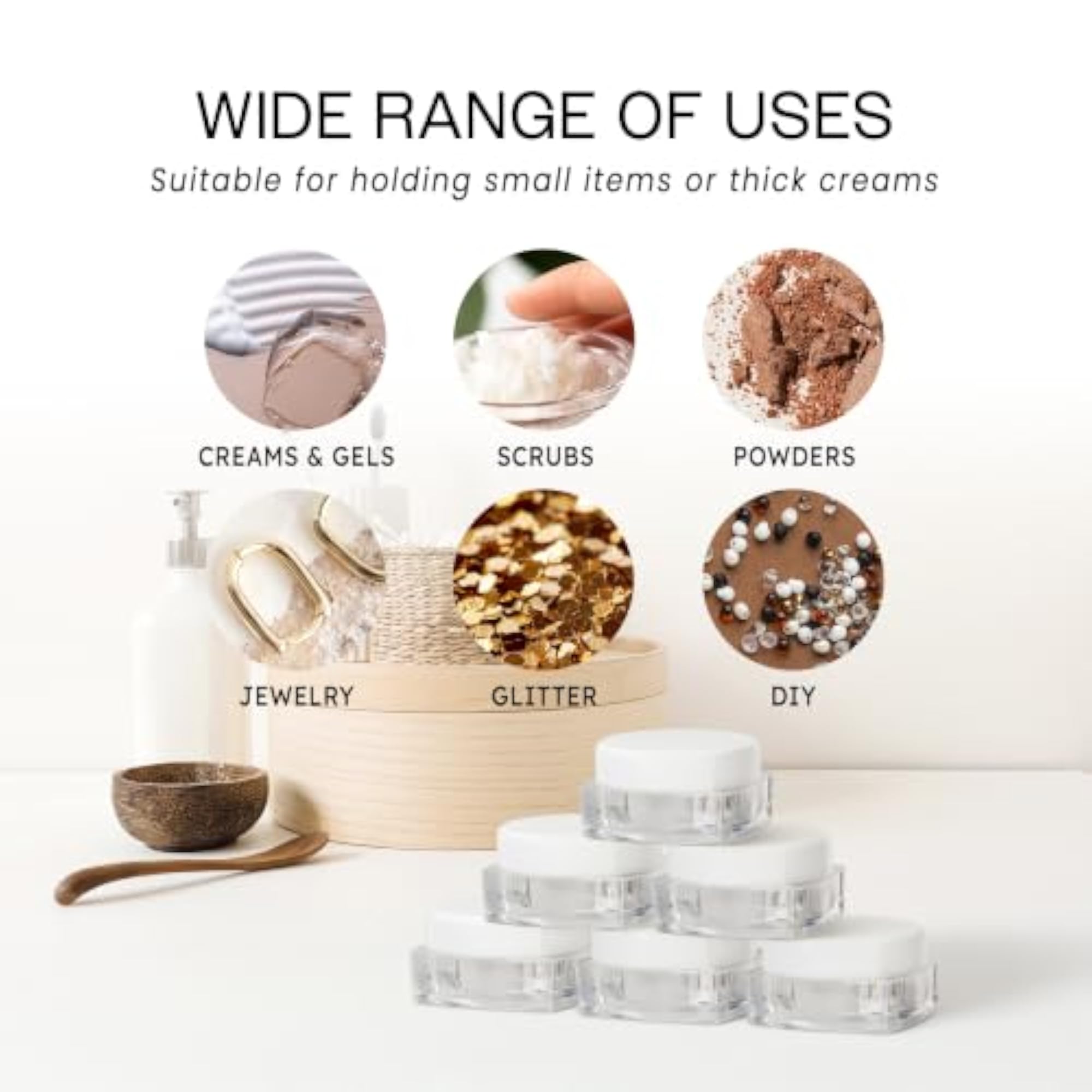Beauticom 5G Clear Plastic Square Container Jars